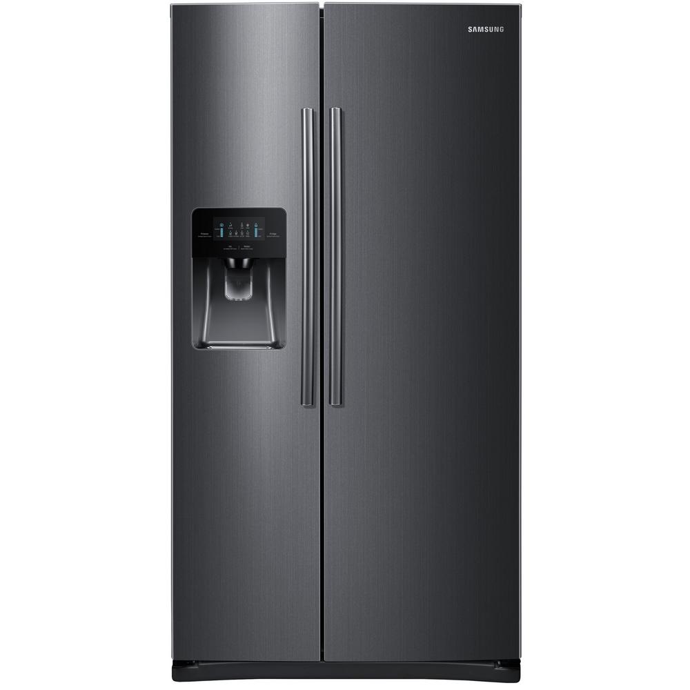 Samsung 25 cu. ft. Side-by-Side Refrigerator with LED Lighting in Black  Stainless Steel - A Plus Appliances Houston